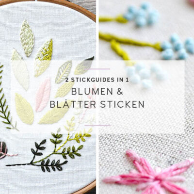 blumen und blätter sticken set